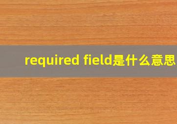 required field是什么意思